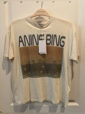 NWT Anine Bing Off White Graphic Tee with Neutral Print